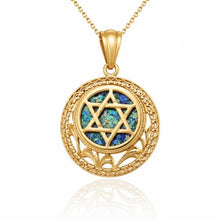 roman glass star of david with chain 