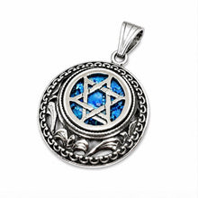 silver roman glass star of david pendant