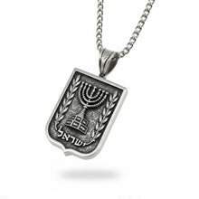 925 Silver Emblem of Israel Pendant,Hebrew Menorah Pendant