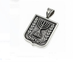 925 Silver Emblem of Israel Pendant,Hebrew Menorah Pendant