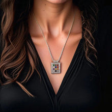 silver  hoshen necklace on women 