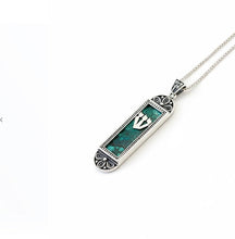 925 Sterling Silver Mezuzah Eilat Stone Necklace Filigree Judaica Pendant Israel With 17.5 cm Quality Chain