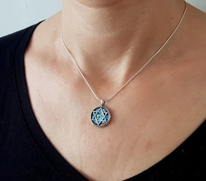 Roman glass Shema Yisrael pendant