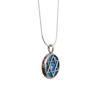 Necklace with a pendant featuring a Star of David on a white background