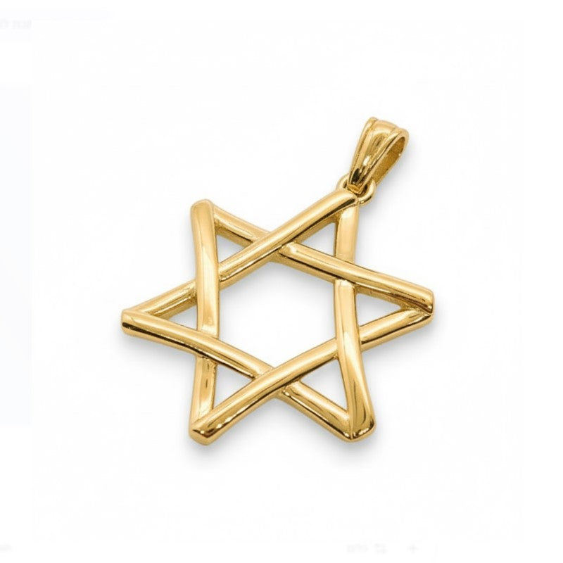 Gold Star of David pendant on a white background