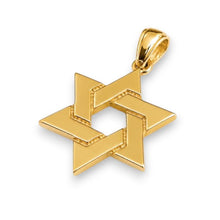 14k Solid Gold Interwoven Star of David Pendant | Luxury Jewish Necklace