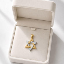 Gold and Silver Star of David Pendant in White Box