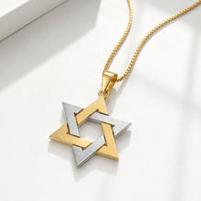 Gold and Silver Star of David Pendant White Background