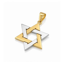 14K Solid Gold Interwoven Star of David Pendant Necklace