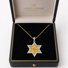 Luxury Star of David gold necklace with diamonds in jewelry gift box Israel handmade