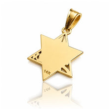 Back side of 14K Gold Star of David Pendant with polished finish handmade in Israel