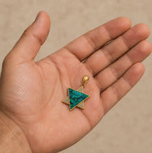Star of David Pendant Size on Hand with Eilat Stone and Lab Diamonds