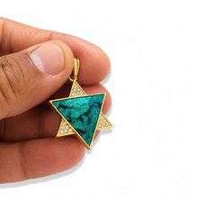 hand hold 9K Gold Eilat stone Star of David Pendant  