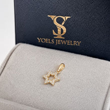 Tiny gold Star of David diamond pendant in YOELS JEWELRY gift box