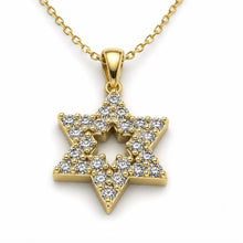 14K Gold Star of David Pendant, Diamond Star of David Pendant, Magen David Necklace, and Jewish Gold Necklace.