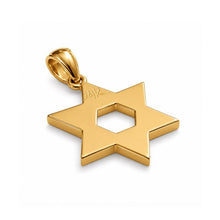 Gold Star of David pendant on a white background