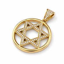14k gold star of david diamond pendant