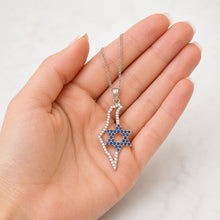 14k gold israel map star of david pendant with blue stones
