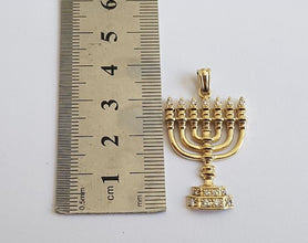 14K Gold Menorah Pendant