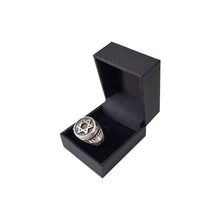 Silver Star of David Menorah Ring in box