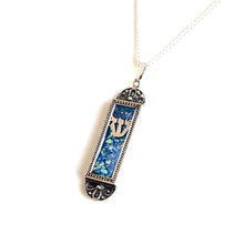 Roman Glass Silver Mezuzah Pendant