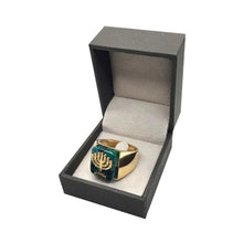 14k Gold Eilat Stone Menorha Ring on box