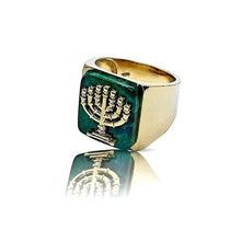 14k Gold Eilat Stone Menorha Ring Side View
