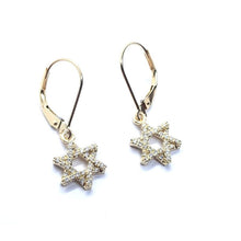 14k Gold Star of David Diamond Earrings