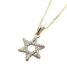14k Gold Star of David Diamond Pendant Side View
