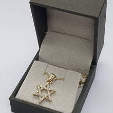 14k Gold Star of David Diamond Pendant inside box