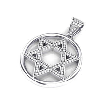 14k Gold Star of David Diamond Round Pendant White gold Color