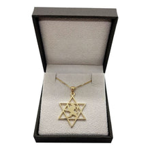 14k Gold Star of David Lion of Judah Pendant inside box