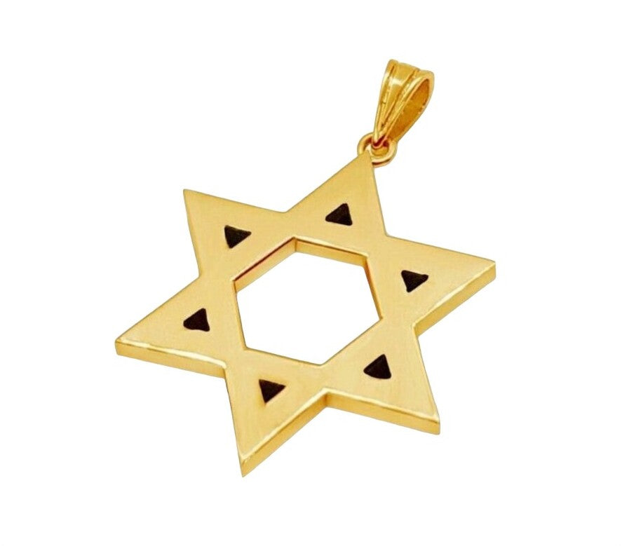 14k Gold Star of David Pendant 1.3 cm Width