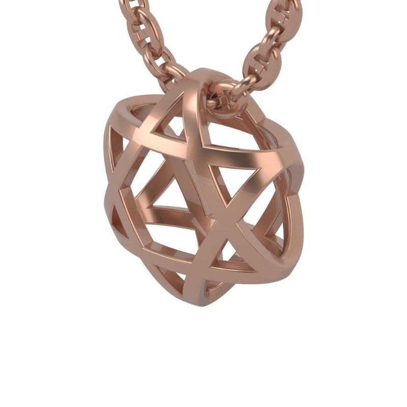 14k Rose Gold Magen David Pendant Side