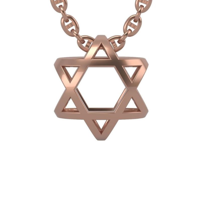 14k Rose Gold Magen David Pendant Front View