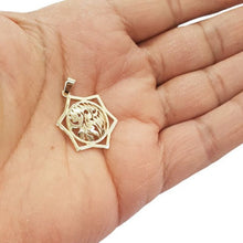 14k Yellow Gold Star of David Shema Israel Pendant on hand