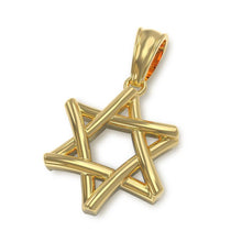 18k Gold Jewish Star of David Pendant Side View