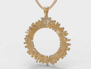 14K Gold 3D Jerusalem Pendant real view