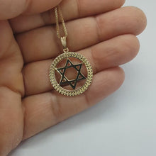 4k Gold Star of David Floral Round Pendant real view