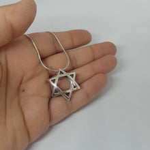 14k White Gold Double Domed Star of David Pendant real view