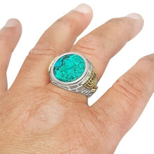 925 Silver Eilat Stone Gold Menorah Ring Finger view