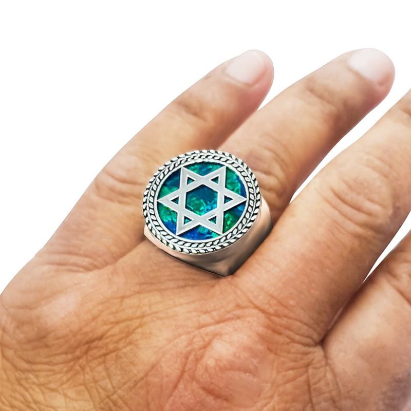 925 Silver Eilat Stone Star of David Ring inside finger