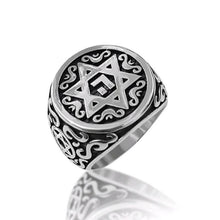 925 Silver Ornamented Star of David Jewish Ring Side View