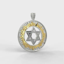18k Gold 3D Skyline Jerusalem Pendant with Star of David 360 view