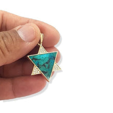 9k Gold Eilat Stone Star of David Diamond Pendant on hand