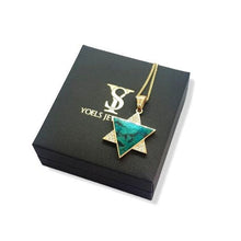 9k Gold Eilat Stone Star of David Diamond Pendant on box