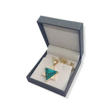 9k Gold Eilat Stone Star of David Diamond Pendant in box
