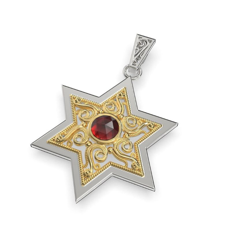 9k Gold Filigree Star of David Pendant 