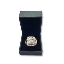 9k Gold Silver Star of David Hoshen Ring inside box