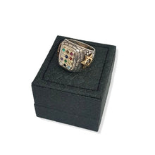 9k Gold Silver Star of David Hoshen Ring on box